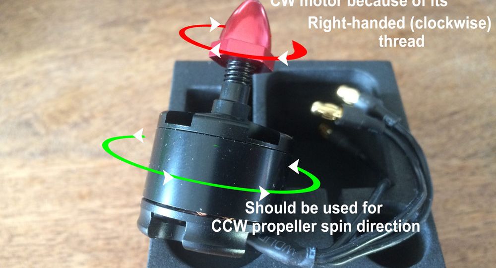 Multicopter motor -- CW / CCW explained