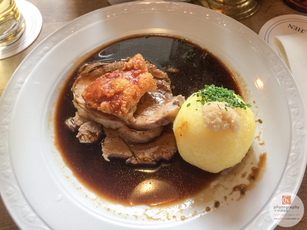 Bavarian Food, here a pork roast (Schweinsbraten)
