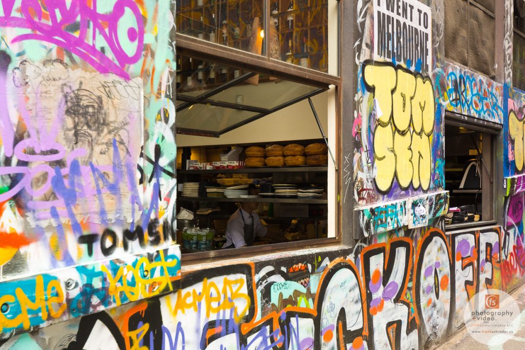 Graffiti in Hosier Ln, Melbourne, Australia.  Note: Please respect the copyright of the graffiti artists!