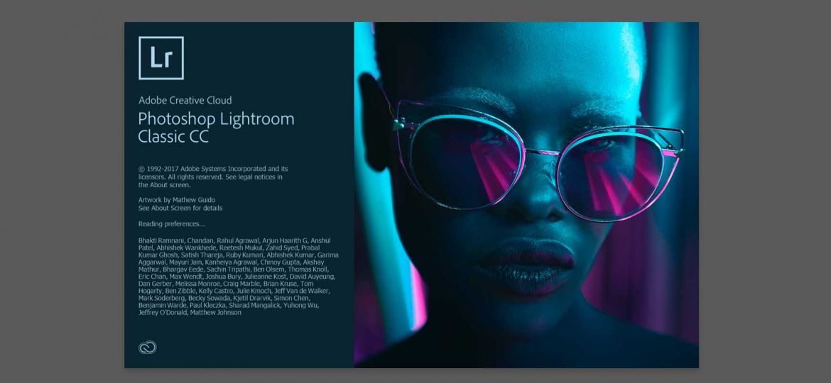Adobe Lightroom Classic CC Version 2018 start screen