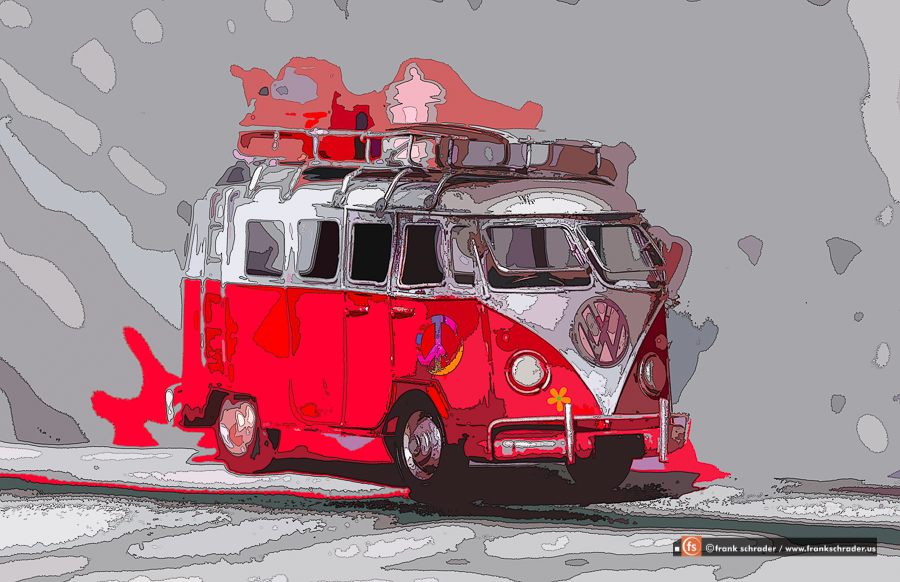Pop Art VW Red with Peace Symbol