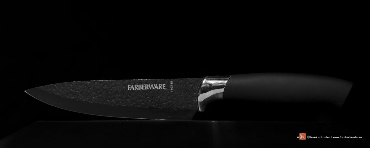 Product Photography: knife on black background