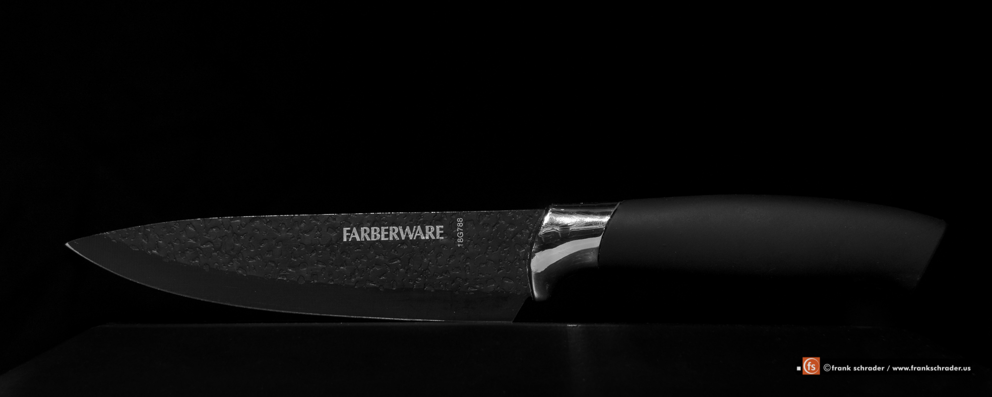 Product Photography: knife on black background