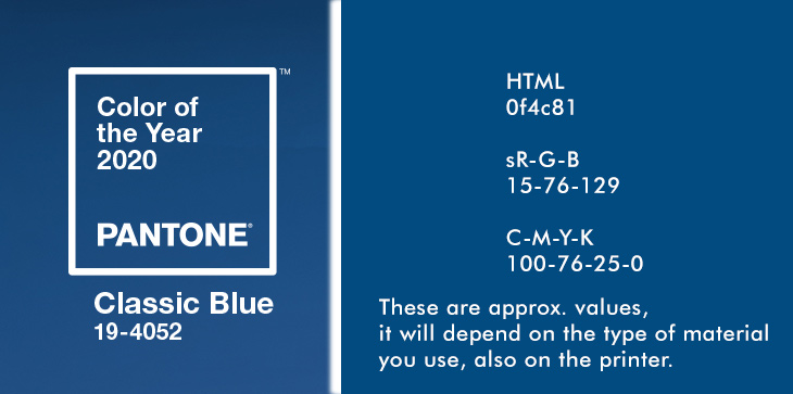 PANTONE 19-4052 CLASSIC BLUE Color of the Year 2020