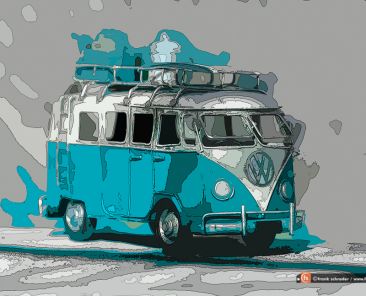 VW Bus Aqua / Pop Art